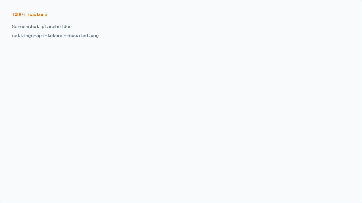 The CipherCue settings page after token creation, showing the full token string with a copy button. The token value is partially redacted as cc_pat_dots.